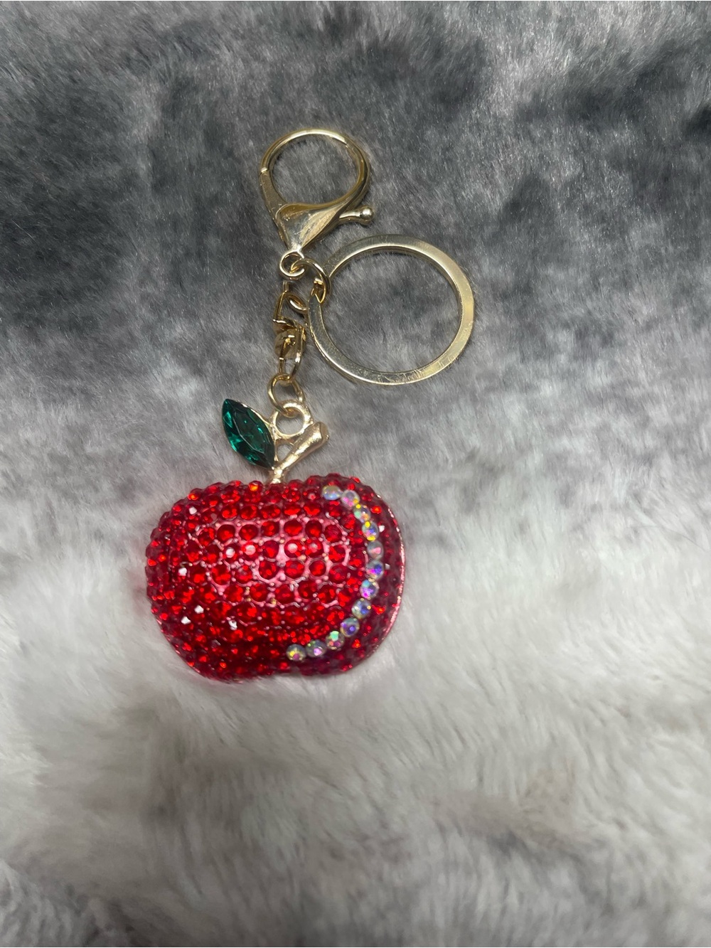 Crystal Apple Keychain Charm - Red